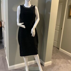 Black Label Black Ruffled Knee-Length Sleeveless Dress